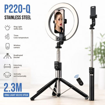 3-in-1 Ring Light Selfie Stick & Tripod with Bluetooth Remote